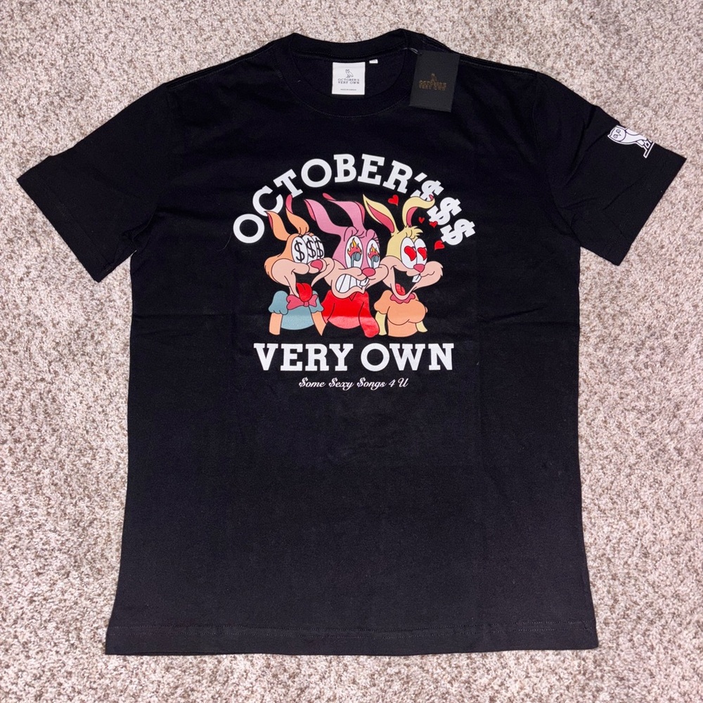 Black Graphic Tee with Cartoon Print OVO limited edition